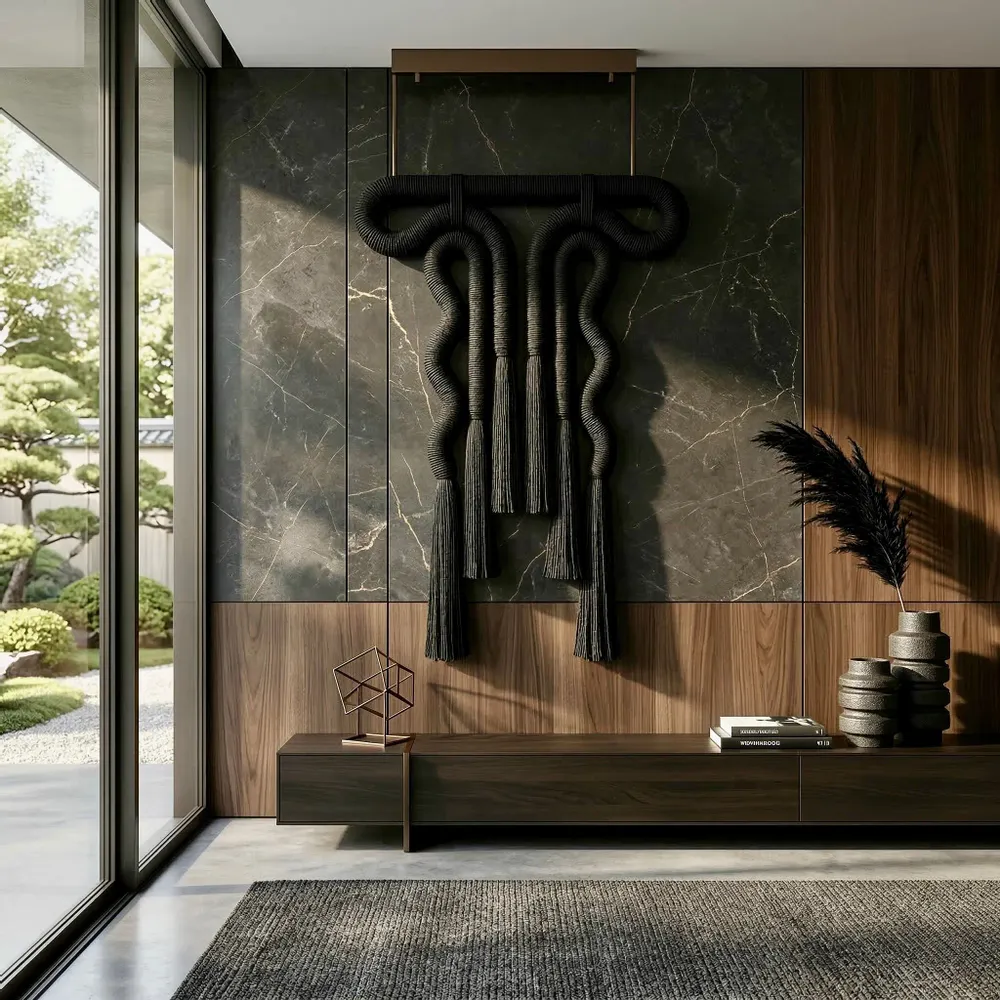 Other wall decoration - Noir Silhouette: Handmade Sculptural Macrame Wall Art - SARMAL DESIGN