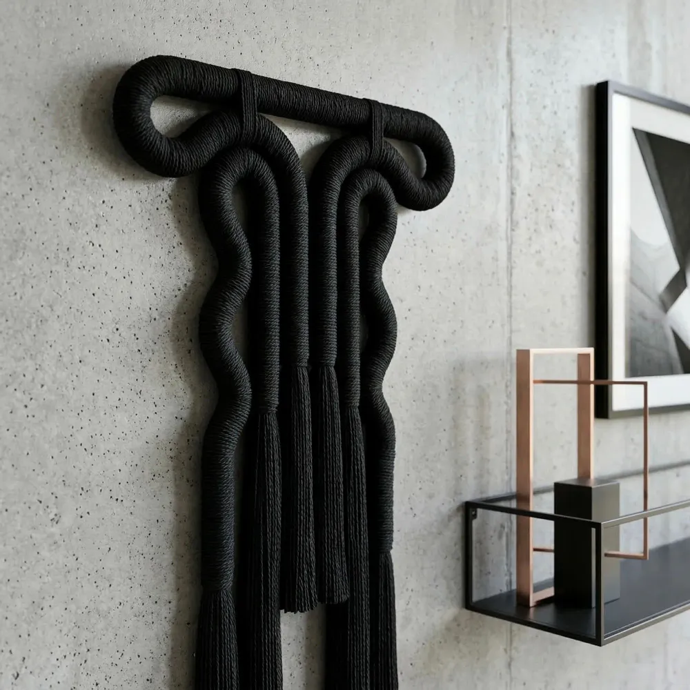 Other wall decoration - Noir Silhouette: Handmade Sculptural Macrame Wall Art - SARMAL DESIGN