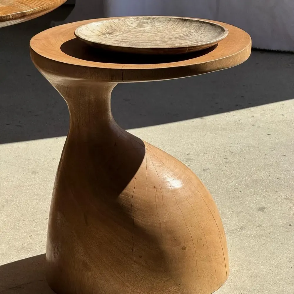 Unique pieces - Empty pouch or dish in light gray petrified wood with rings D27x25 -33 - OFFICE OBJETS