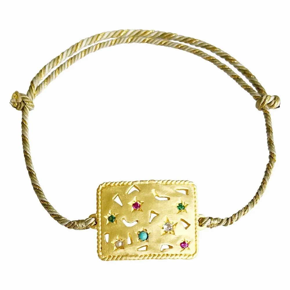 Jewelry - Matt gold plated medal bracelet - Krishna - SOPHIE DESCHAMPS BIJOUX