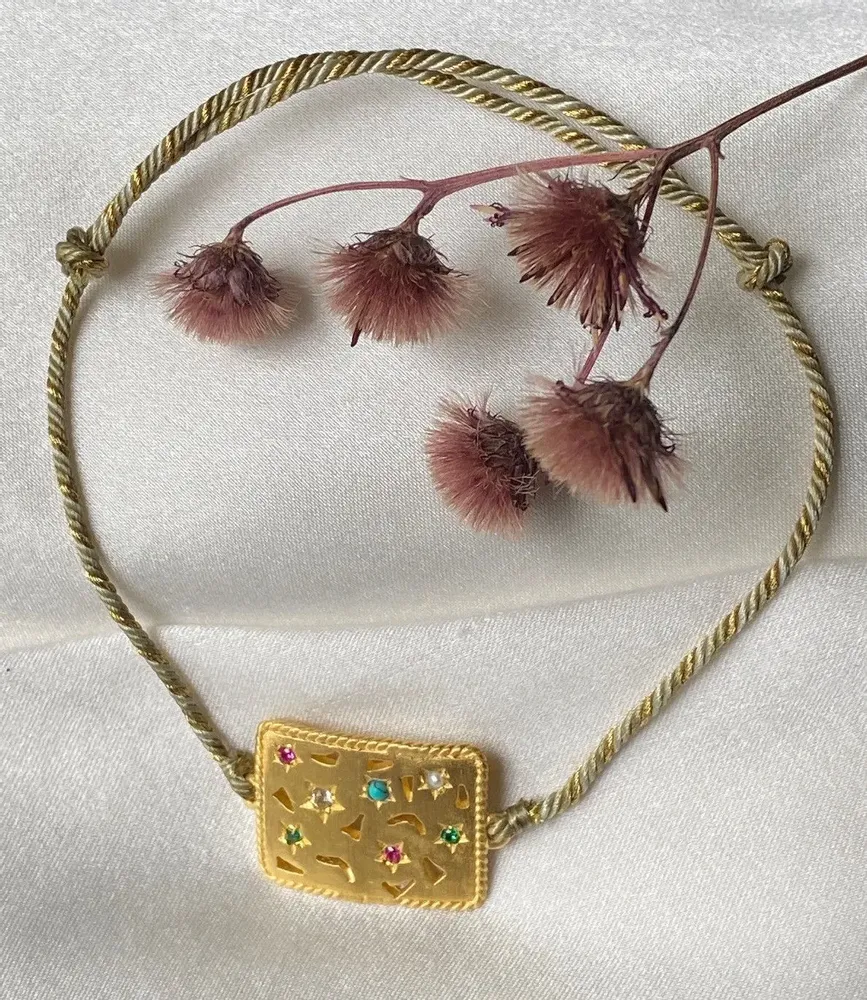 Jewelry - Matt gold plated medal bracelet - Krishna - SOPHIE DESCHAMPS BIJOUX