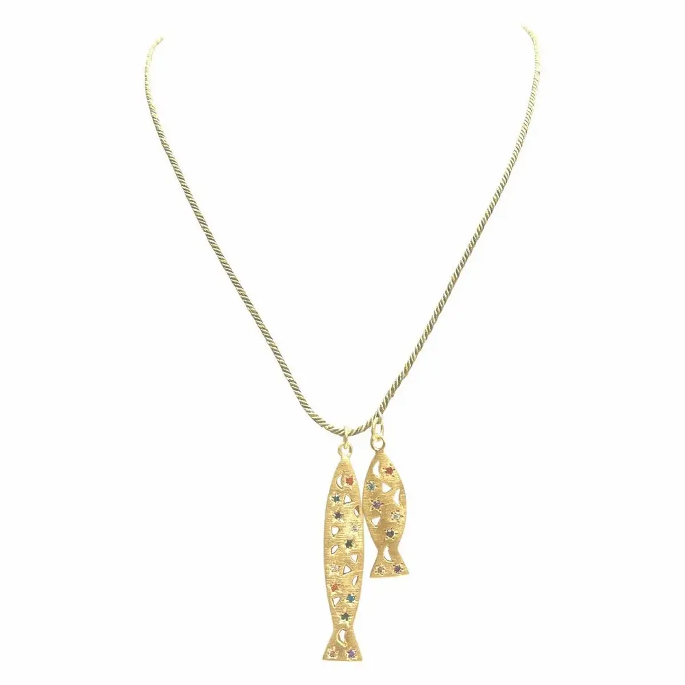 Jewelry - Gold plated Duo fish necklace - Goa - SOPHIE DESCHAMPS BIJOUX