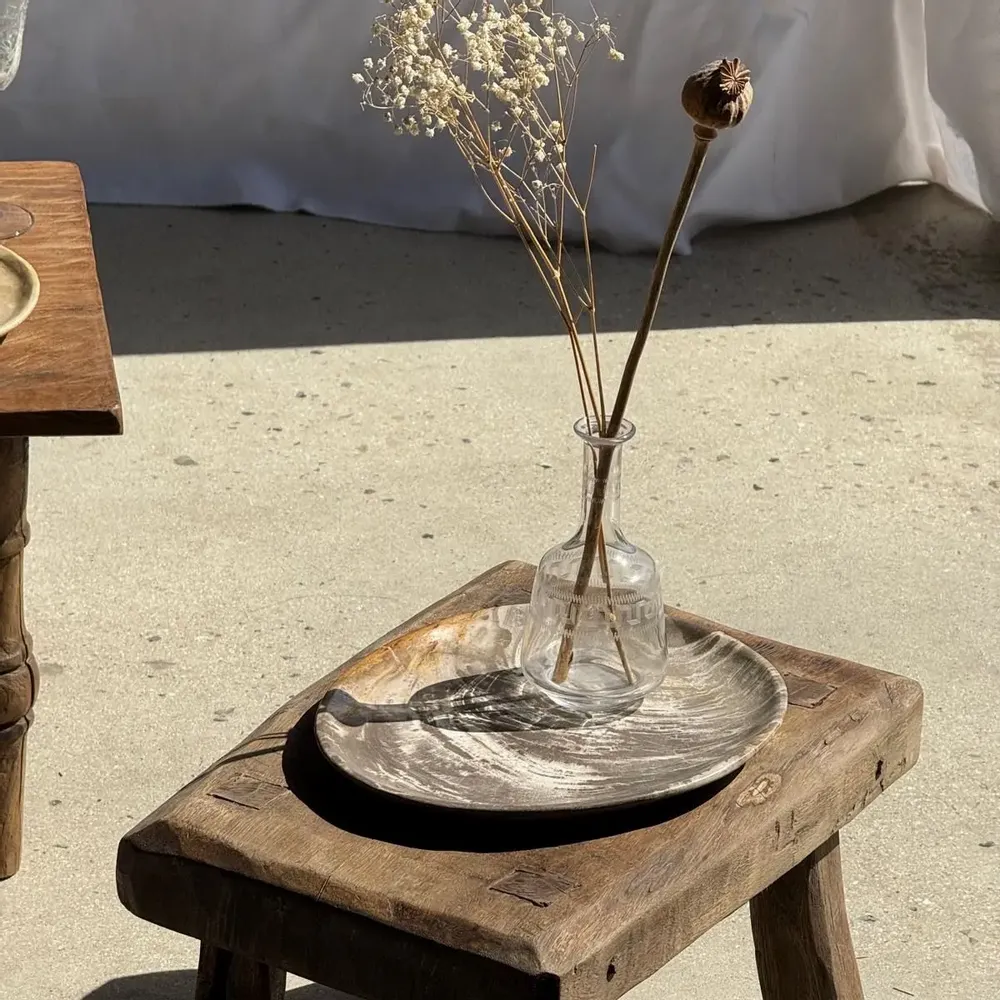 Unique pieces - Petrified wood dish or pouch empty D27-23 -3322 - OFFICE OBJETS