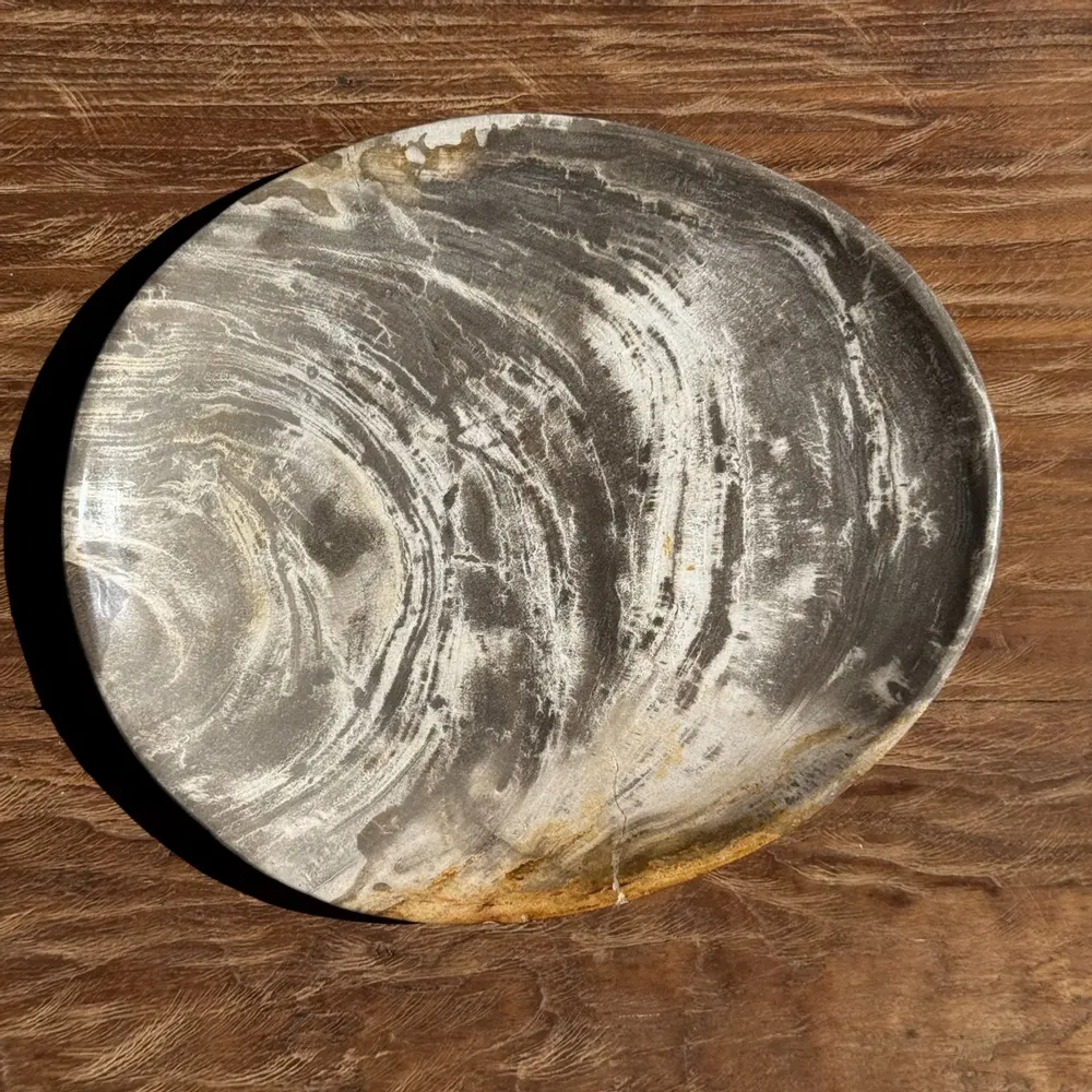 Unique pieces - Petrified wood dish or pouch empty D27-23 -3322 - OFFICE OBJETS