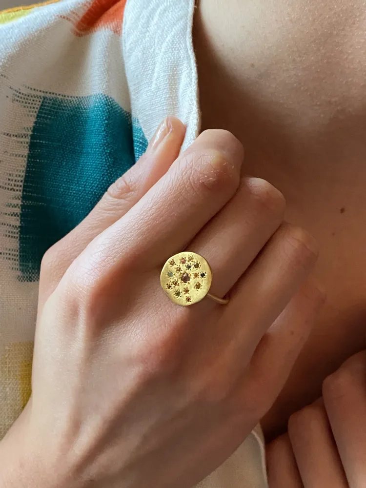 Jewelry - Matt gold ring - Constellation - SOPHIE DESCHAMPS BIJOUX