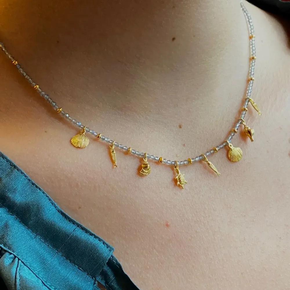 Bijoux - Collier labradorite et pendentifs - Lou-Marin - SOPHIE DESCHAMPS BIJOUX