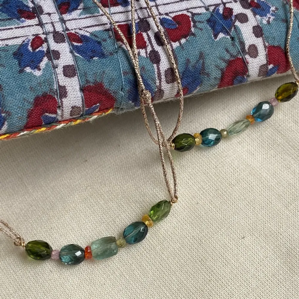 Bijoux - Bracelet pierre apatite et tourmaline- Happiness - SOPHIE DESCHAMPS BIJOUX