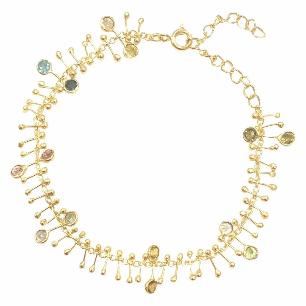 Bijoux - Bracelet chaine plaqué or et tourmaline- Lake Palace - SOPHIE DESCHAMPS BIJOUX