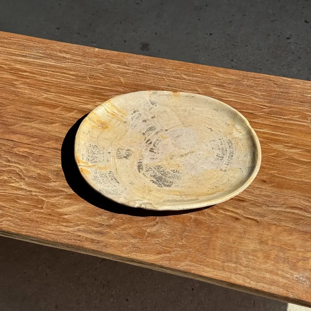 Pièces uniques - Vide poche ou plat en bois pétrifié ovale cernes grises D28x24 -3779 - OFFICE OBJETS