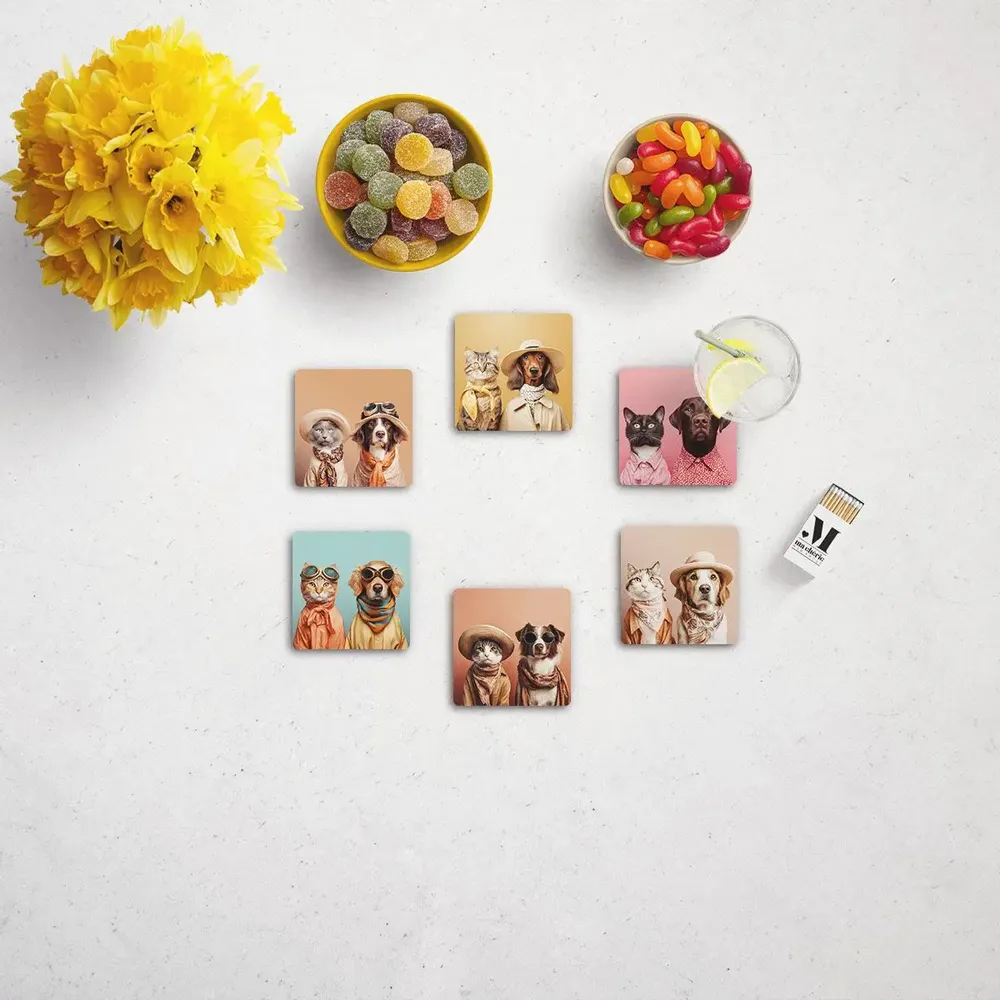 Objets de décoration - Coffret dessous de verre Funny Cats & Dogs - MA CHÉRIE MON AMOUR