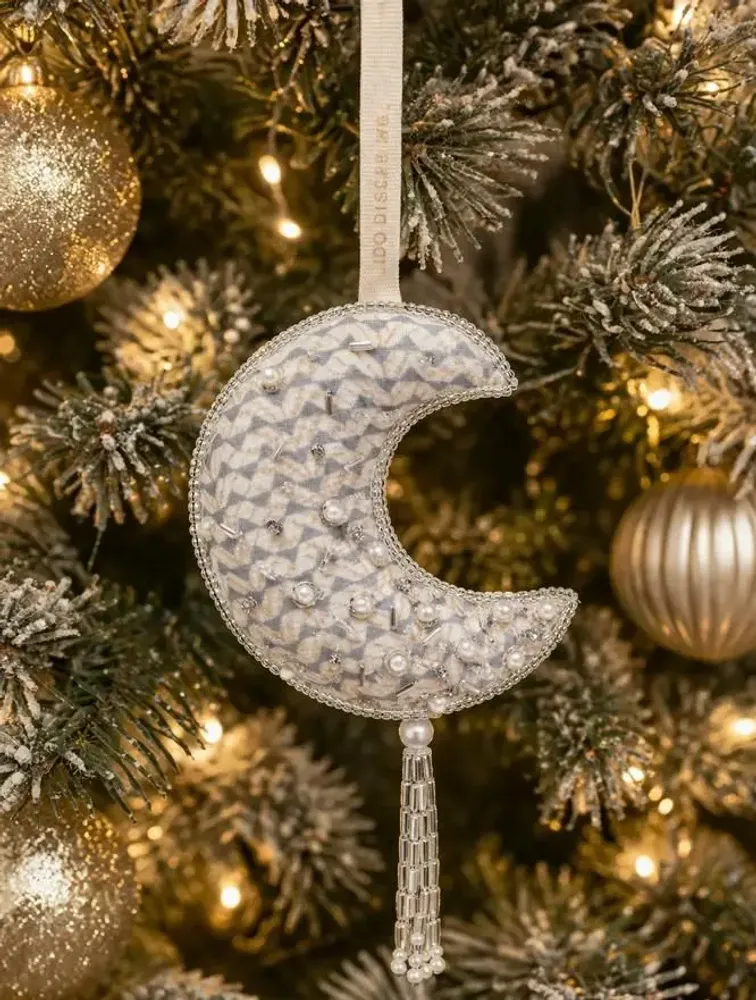 Guirlandes et boules de Noël - Décoration de Noël en forme de croissant de lune en argent scintillant - I WAS A SARI