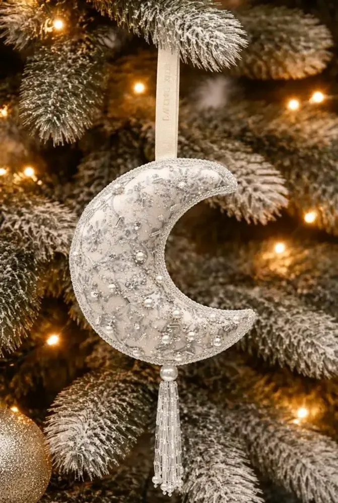 Guirlandes et boules de Noël - Décoration de Noël en forme de croissant de lune en argent scintillant - I WAS A SARI