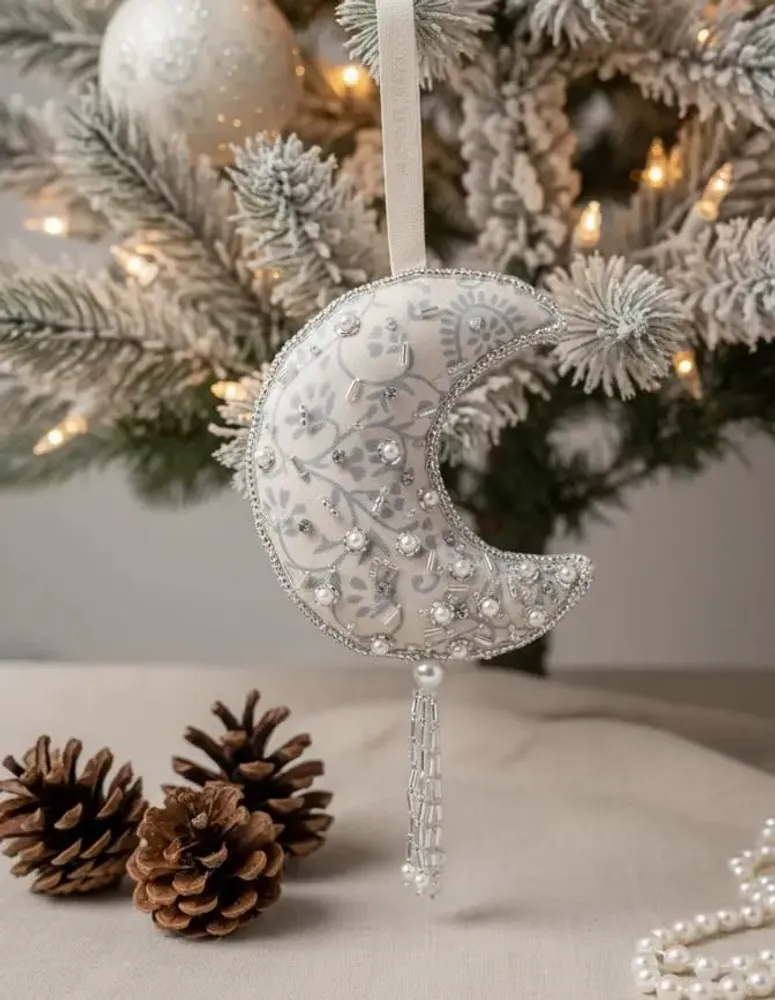 Guirlandes et boules de Noël - Décoration de Noël en forme de croissant de lune en argent scintillant - I WAS A SARI