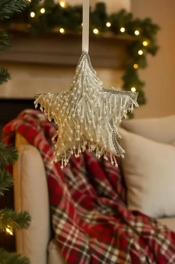 Guirlandes et boules de Noël - Décoration d'étoile de Noël en argent étincelante fabriquée à la main - I WAS A SARI