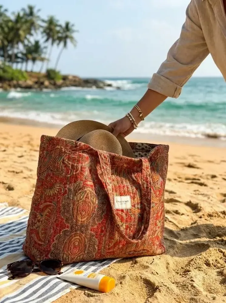 Sacs et cabas - Sac de plage en sari durable matelassé - I WAS A SARI