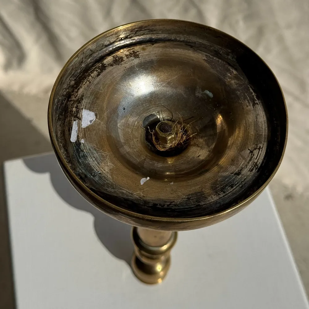 Candlesticks and candle holders - Large gold brass candle holder classic shape H17 D13.5 - OFFICE OBJETS