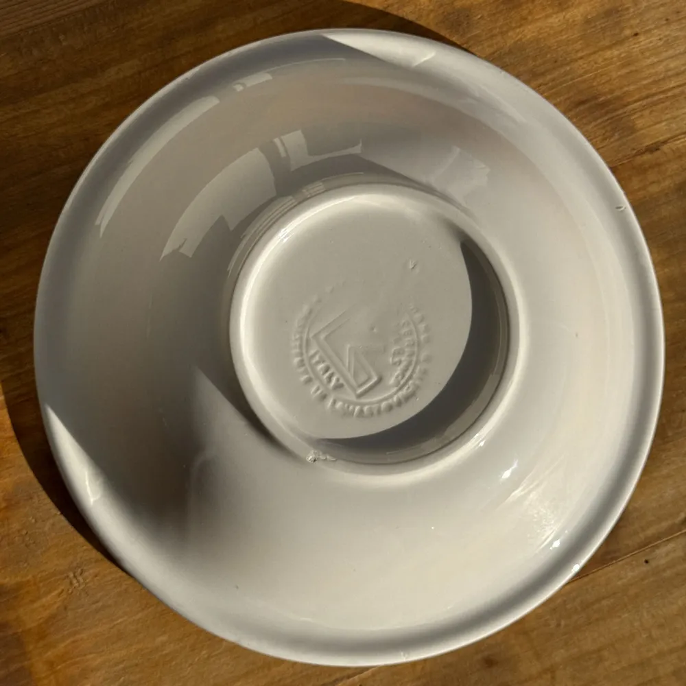 Platter and bowls - Small white Italy earthenware salad bowl with brown green orange borde - OFFICE OBJETS