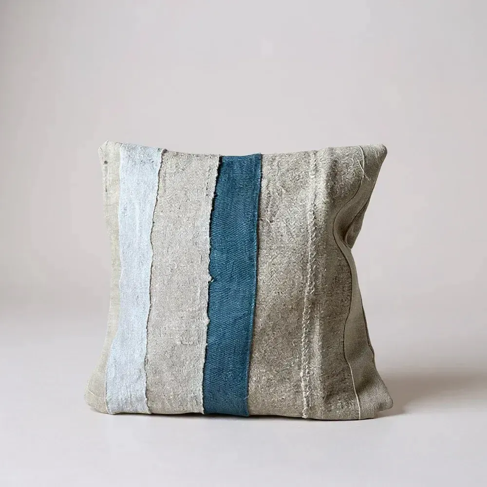 Fabric cushions - Quilted linen pillow II. - GOVOU FABRICS