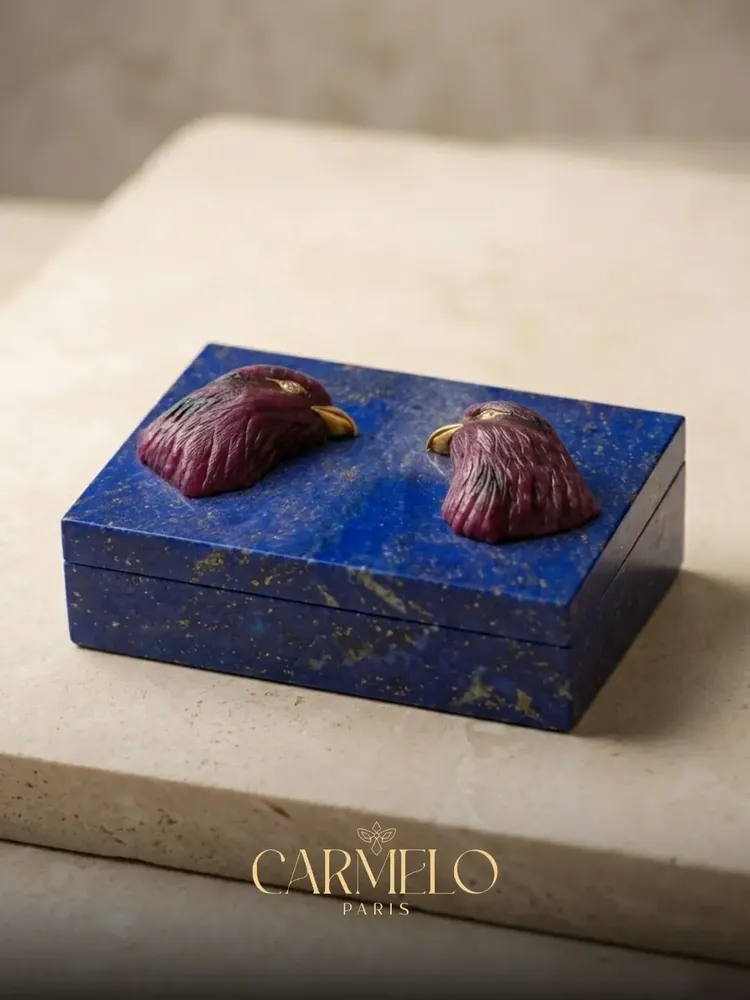 Unique pieces - Lapiz Lazuli Falcon Sculptural Box - CARMELO PARIS