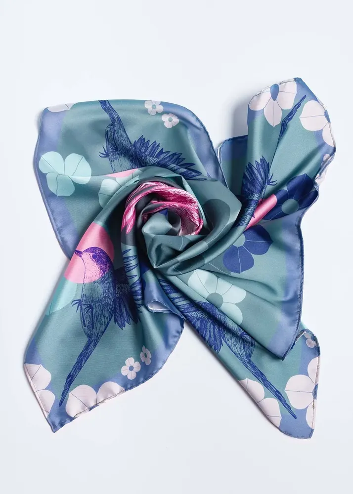 Foulards et écharpes - oiseau gorge rouge - KOUNTHEA RETH