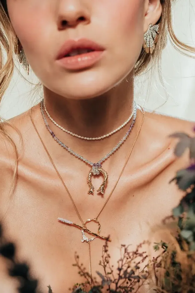 Bijoux - Collier avec nœud lavande - CÂPÂ JEWERLY