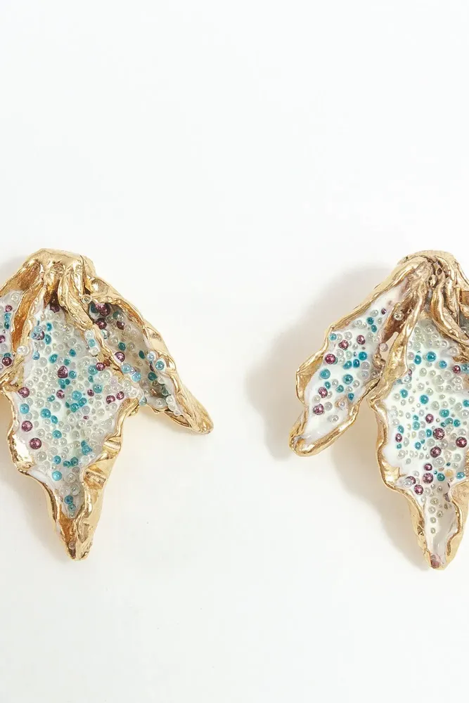 Bijoux - Boucles d'oreilles à clous Feuille de Mimosa - CÂPÂ JEWERLY