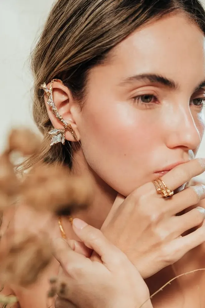 Bijoux - Boucles d'oreilles à clous Feuille de Mimosa - CÂPÂ JEWERLY