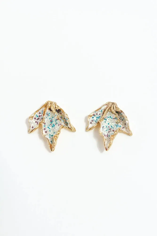 Bijoux - Boucles d'oreilles à clous Feuille de Mimosa - CÂPÂ JEWERLY