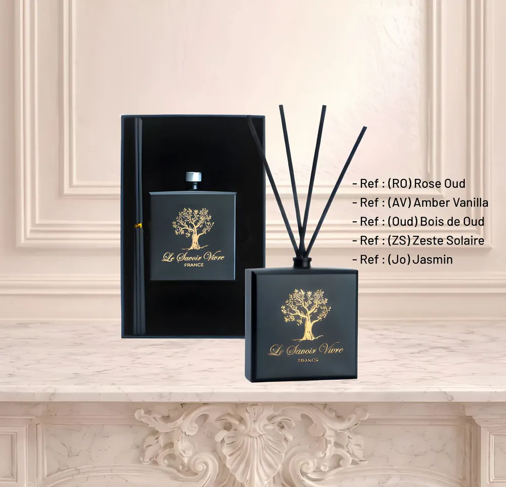 Cadeaux - Reed diffuser Flat .  Black  200 ml - LE SAVOIR VIVRE FRANCE