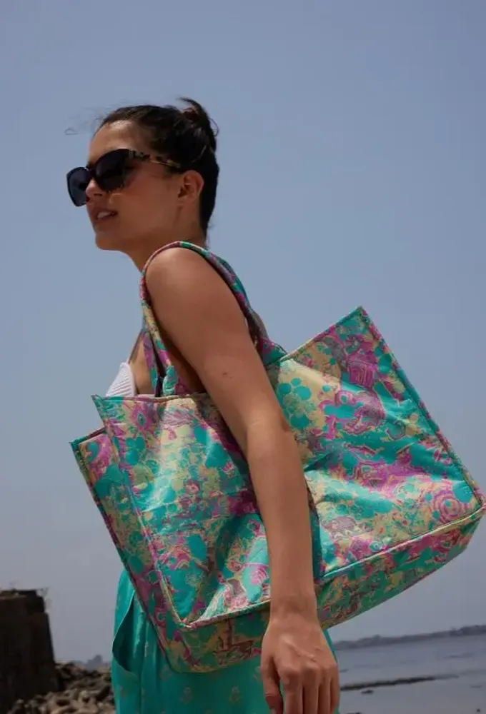 Sacs et cabas - Sac fourre-tout en sari zéro déchet Work - I WAS A SARI