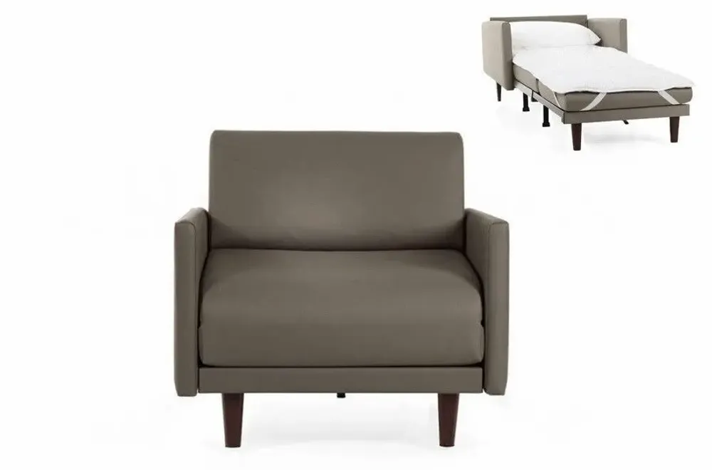 Fauteuils - Fauteuil lit Français 1 Place PACHA 70 LARGE accoudoirs amovibles : Coloris - CUIR - Gris 0819 - LIKOOLIS