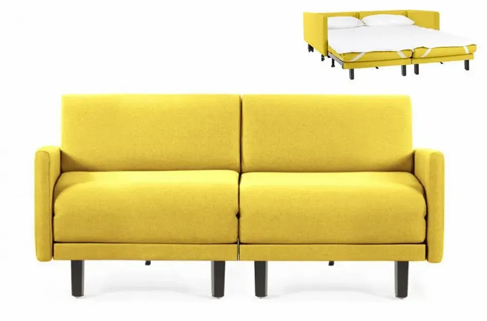 Fauteuils - Canapé lit Français 2/3Places ROLLER DUO 160 LARGE accoudoirs amovibles : Coloris - Tissu / JAUNE MOUTARDE - Filo - Yellow - LIKOOLIS