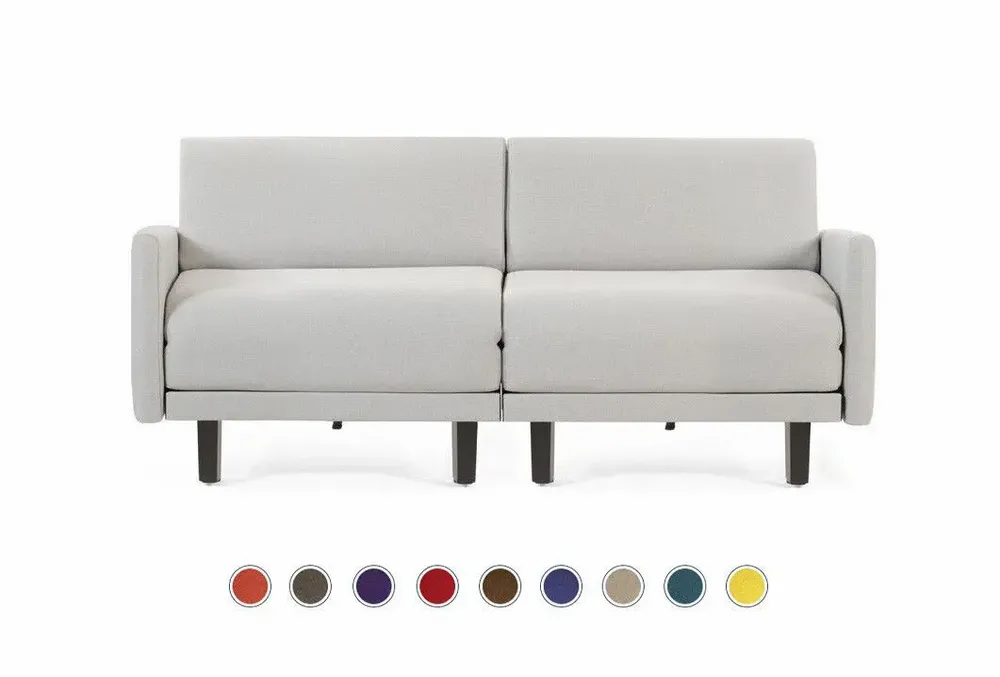 Armchairs - French 2-seater sofa bed ROLLER DUO 140 LARGE removable armrests: Colour - Artificial-leather / LIGHT GREY - COMBI - STONE - LIKOOLIS