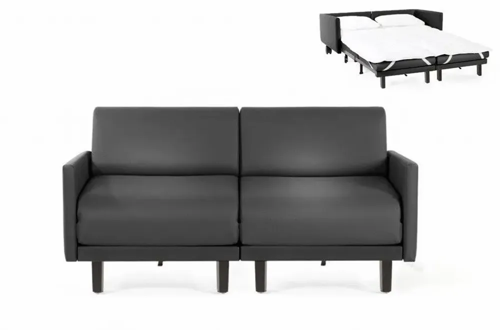 Armchairs - French 2-seater sofa bed ROLLER DUO 140 LARGE removable armrests: Colour - Artificial-leather / LIGHT GREY - COMBI - STONE - LIKOOLIS