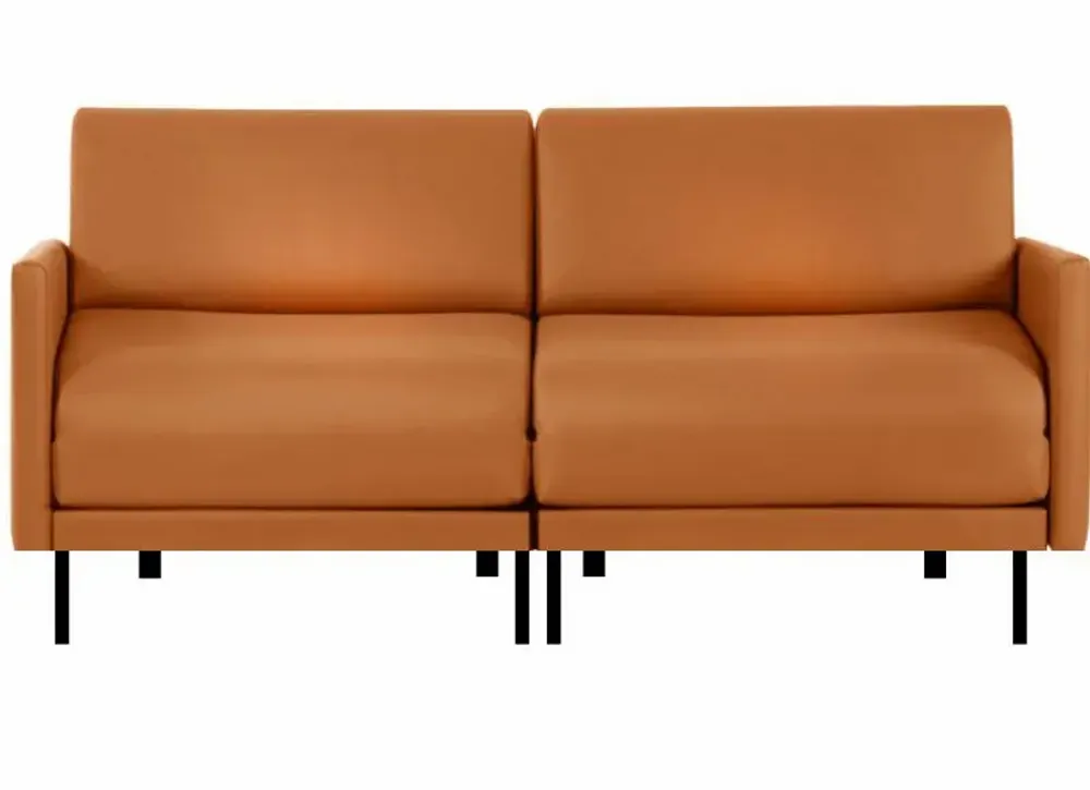 Armchairs - French 2-seater sofa bed BOSS DUO 140 LARGE removable armrests : Colour - LEATHER - Orange 0837 - LIKOOLIS