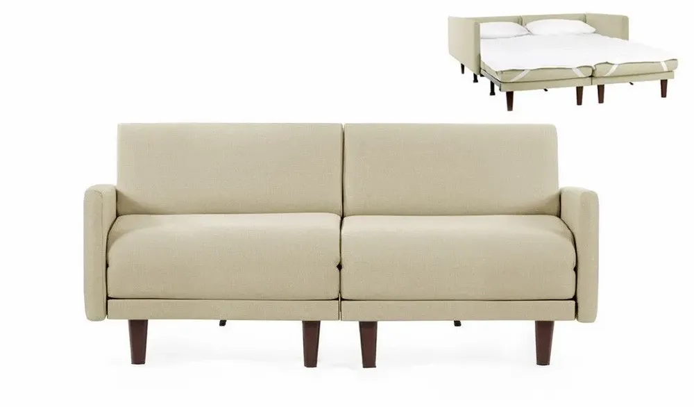 Fauteuils - Canapé lit Français 2/3places PACHA DUO 140 LARGE accoudoirs amovibles : Coloris - Tissu / éCRU - Filo - Marfil - LIKOOLIS