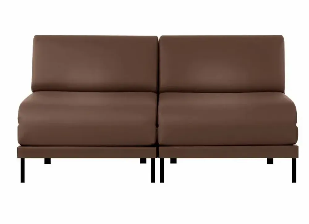 Fauteuils - Canapé convertible Français 2Places BOSS DUO 160 SMALL sans accoudoirs : Coloris - CUIR - Taupe marron 0813 - LIKOOLIS