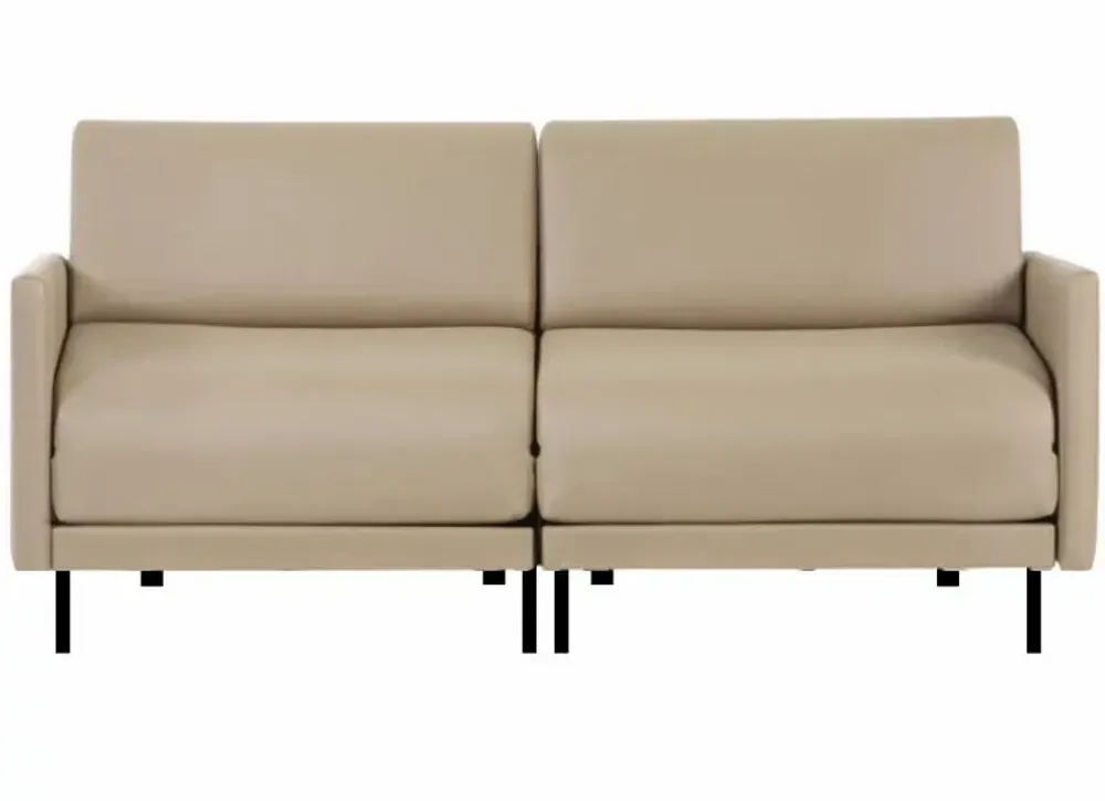 Armchairs - French 2-seater sofa bed BOSS DUO 140 LARGE removable armrests : Colour - LEATHER - Beige Mastic 0809 - LIKOOLIS