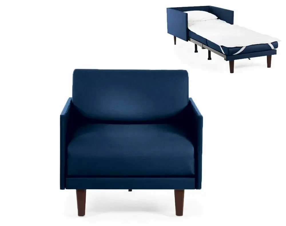 Armchairs - French 1-seater armchair bed PACHA 80 MEDIUM removable armrests: Colour - Artificial-leather / NAVY - Combi - DARK BLUE - LIKOOLIS