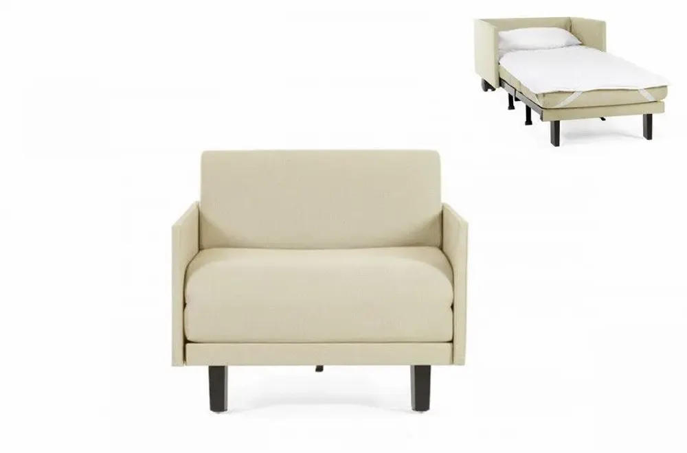 Fauteuils - Fauteuil lit Français 1 Place ROLLER 70 MEDIUM accoudoirs amovibles : Coloris - Tissu / éCRU - Filo - Marfil - LIKOOLIS