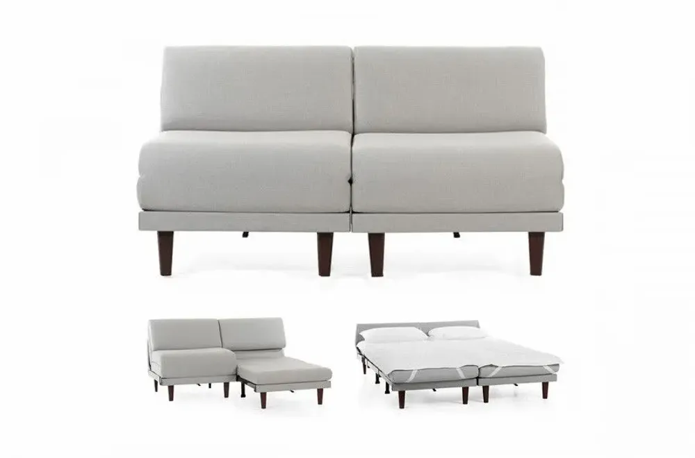 Armchairs - PACHA DUO 160 SMALL 2-seater French sofa bed without armrests : Colour - Fabric / SHELL - Filo - Marfil - LIKOOLIS