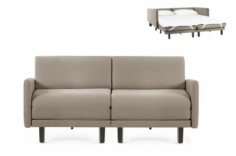 Armchairs - French sofa bed 2/3 places ROLLER DUO 160 LARGE removable armrests : Colour - LEATHER - Orange 0837 - LIKOOLIS