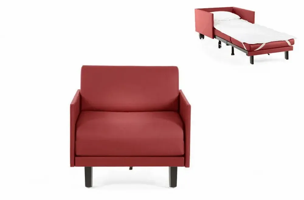 Armchairs - French 1-seater armchair bed ROLLER 80 MEDIUM with removable armrests: Colour - LEATHER - Blue 0857 - LIKOOLIS