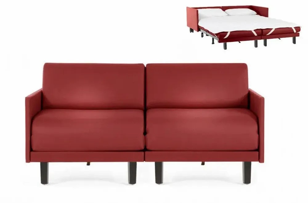 Armchairs - French sofa bed 2 places ROLLER DUO 140 MEDIUM removable armrests : Colour - Artificial leather / NAVY - Combi - DARK BLUE - LIKOOLIS