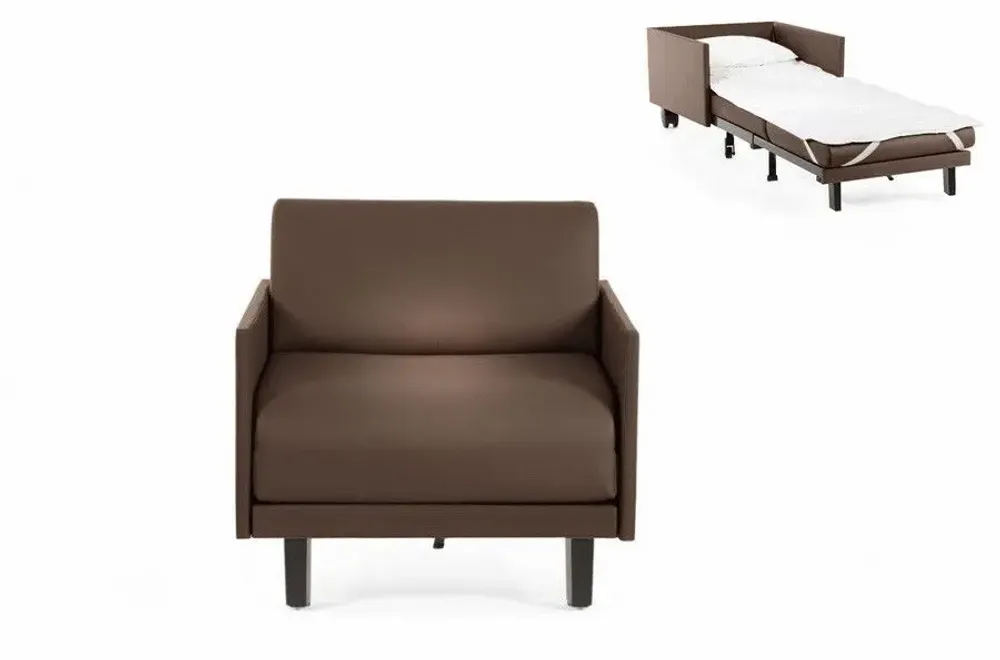 Fauteuils - Fauteuil lit Français 1 Place ROLLER 80 MEDIUM accoudoirs amovibles : Coloris - CUIR - Taupe marron 0813 - LIKOOLIS