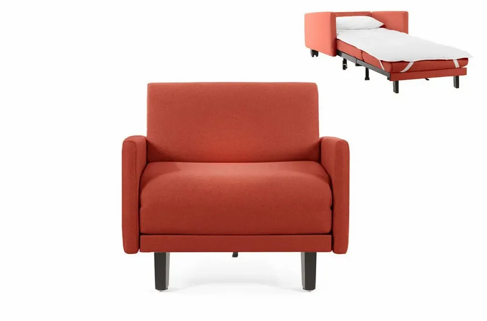 Armchairs - French 1-seater armchair bed ROLLER 80 LARGE removable armrests : Colour - Fabric / HEATHER BROWN - Filo - Taupe - LIKOOLIS