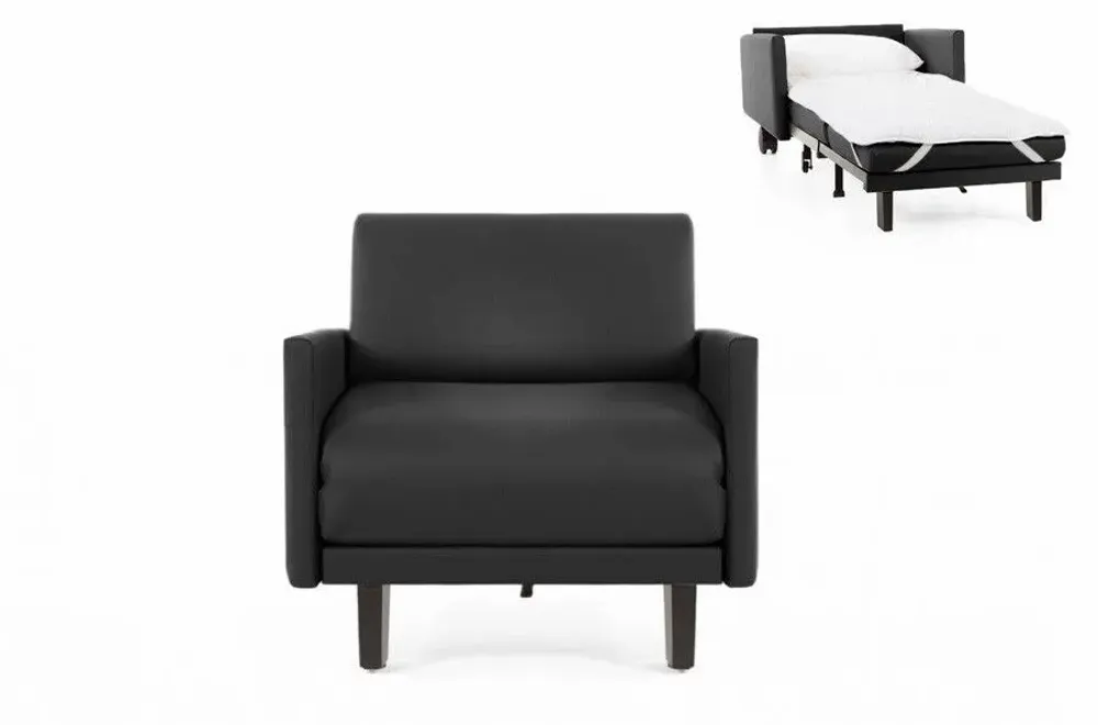 Armchairs - 1-seater French armchair bed ROLLER 80 LARGE removable armrests: Colour - Fabric / DARK GREY - Filo - Dark grey - LIKOOLIS