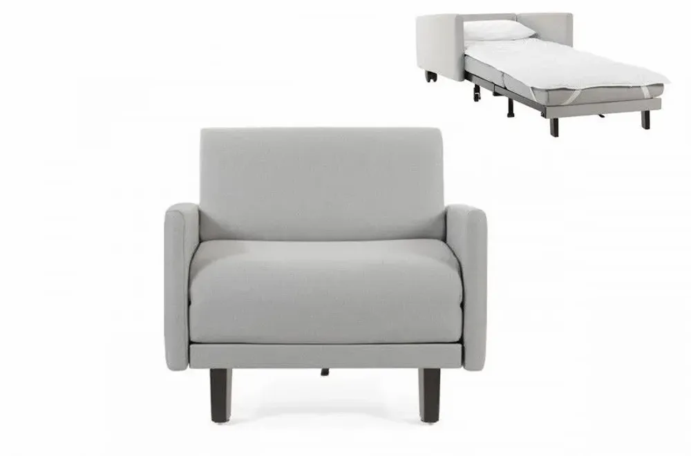 Armchairs - 1-seater French armchair bed ROLLER 80 LARGE removable armrests: Colour - Fabric / DARK GREY - Filo - Dark grey - LIKOOLIS