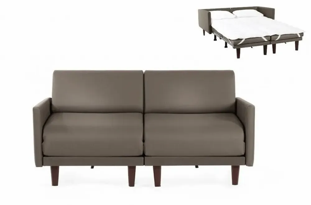 Armchairs - French sofa bed 2/3 seater PACHA DUO 140 LARGE removable armrests : Colour - Artificial leather / LIGHT GREY - COMBI - STONE - LIKOOLIS