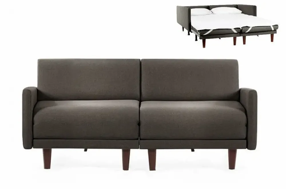 Armchairs - French sofa bed 2/3 seater PACHA DUO 140 LARGE removable armrests : Colour - Artificial leather / LIGHT GREY - COMBI - STONE - LIKOOLIS